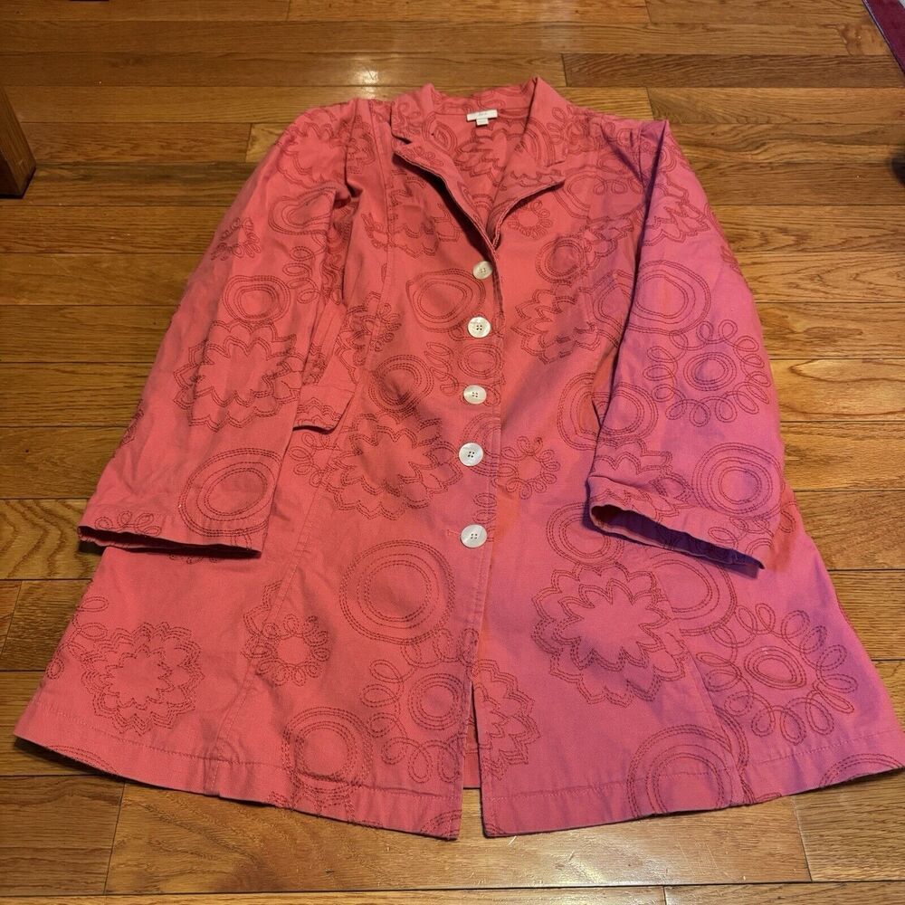 J. Jill Pink Utility Jacket with Floral Pattern
